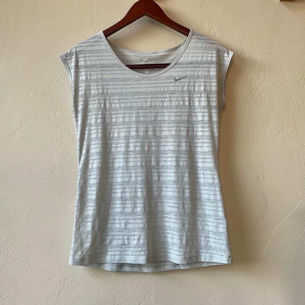 Nike women’s white and grey dri fit top